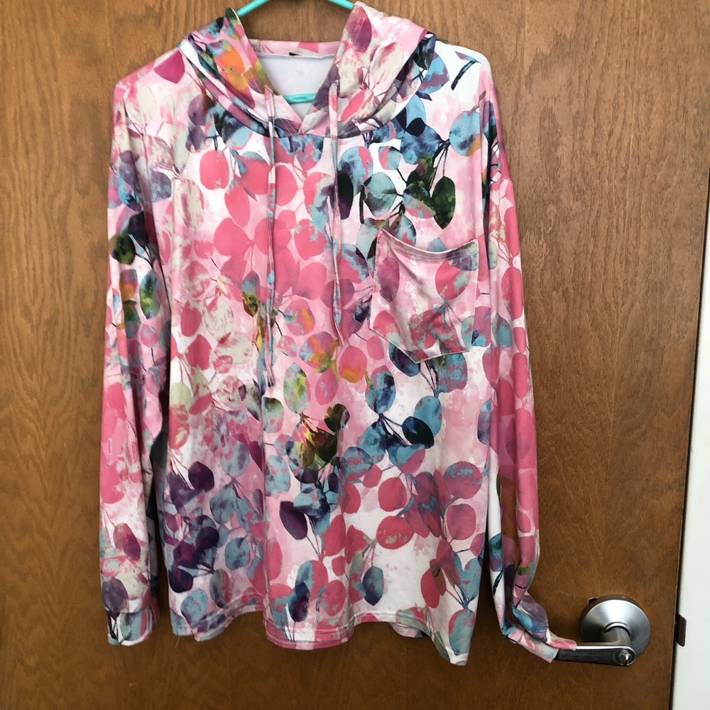 Zulily Floral Pink and Blue Hoodie